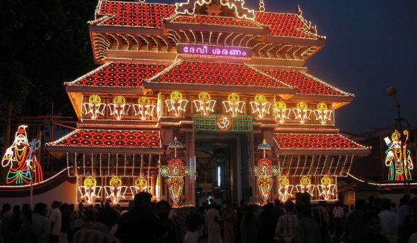 Paramekkavu temple lighted Gopuram