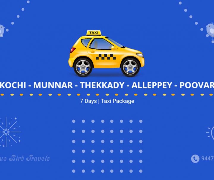 Kochi Munnar Thekkady Alleppey Poovar Taxi Package (7 days)- P#0004